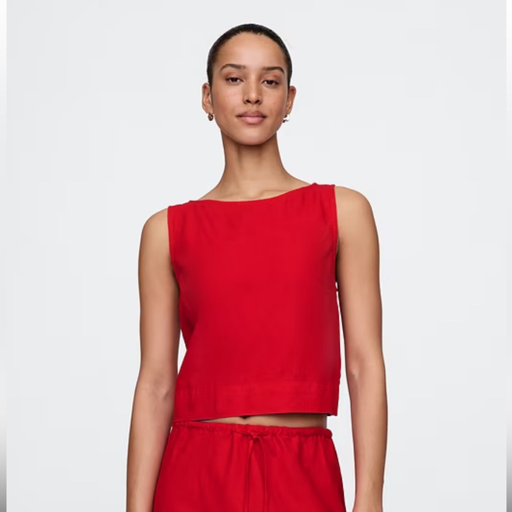 GAP Linen-Blend Crop Shell Tank Top